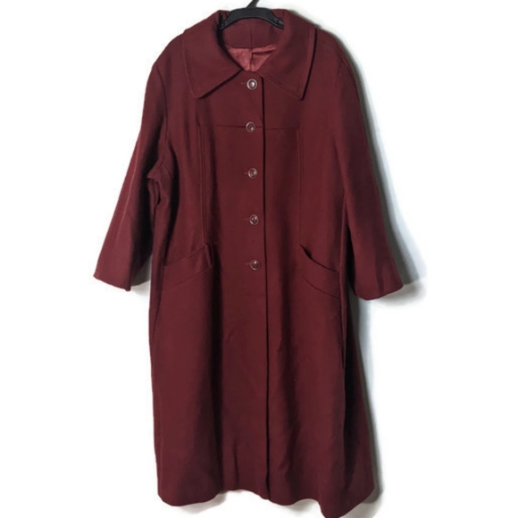 Vintage Jackets & Blazers - Vintage Burgundy Wool Blend Coat
